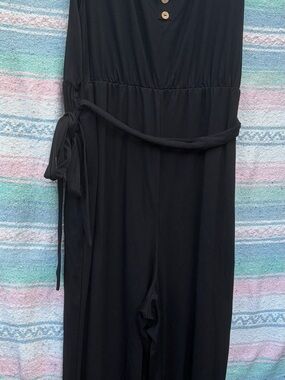 Sleeveless Black Tie-Waist Jumpsuit